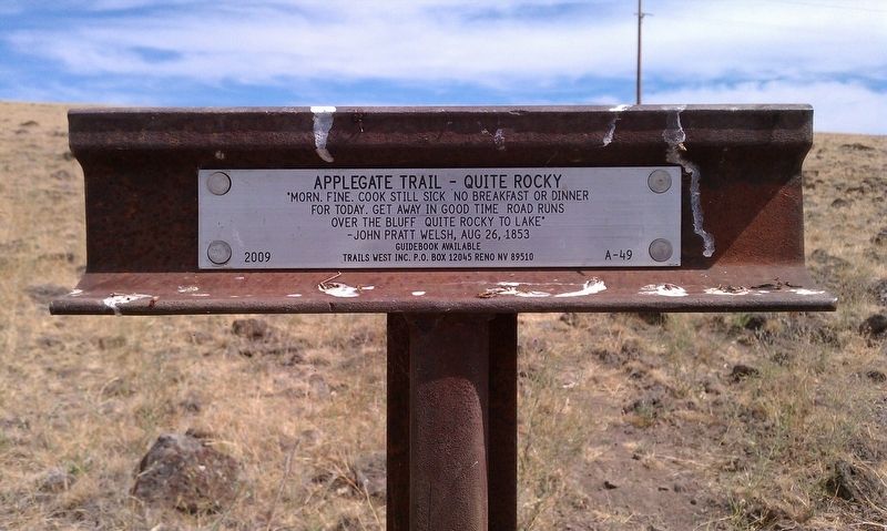 Applegate Trail - Quite Rocky Marker. Click for full size. Applegate Trail - Quite Rocky Marker image. Click for full size.