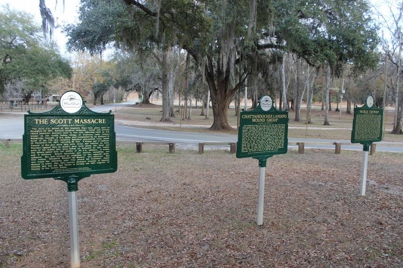 The Scott Massacre Marker and surrounding markers. image. Click for full size.