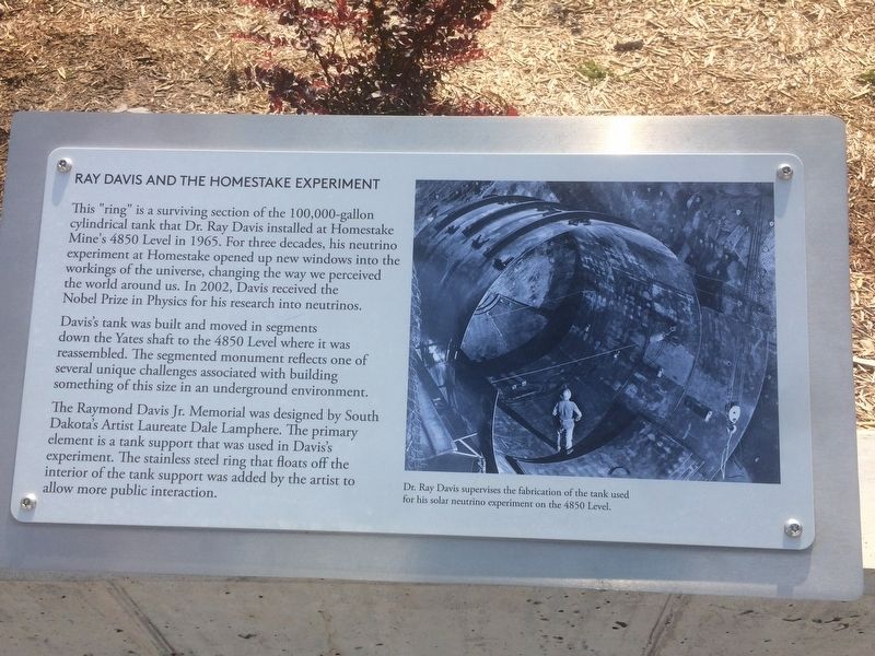 Ray Davis and the Homestake Experiment Marker image. Click for full size.