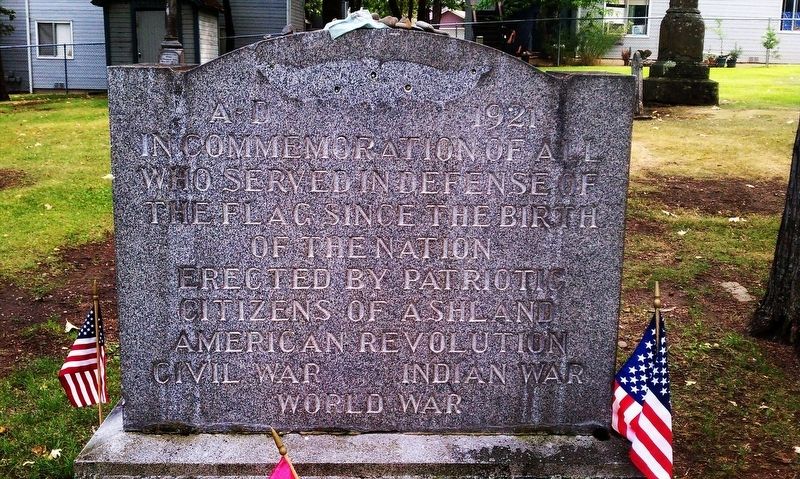 Ashland Cemetery War Memorial Marker. Click for full size. Ashland Cemetery War Memorial Marker image. Click for full size.