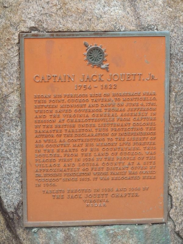 Captain Jack Jouett, Jr. Marker image. Click for full size.