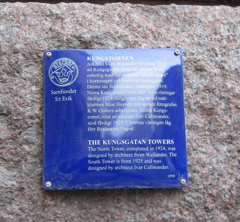Kungstornen / The Kungsgatan Towers Marker image. Click for full size.