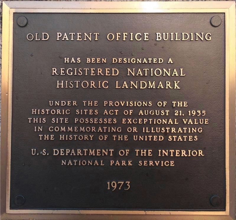 Old Patent Office Building Plaque image. Click for full size.