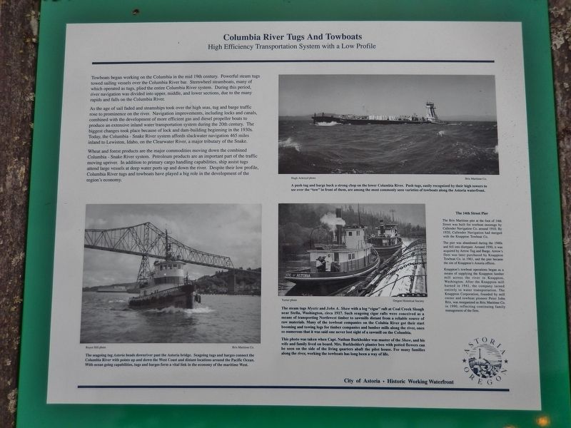 Columbia River Tugs And Towboats Marker image. Click for full size.