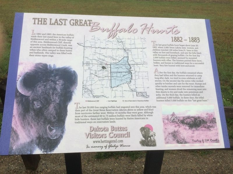 The Last Great Buffalo Hunts 1882 - 1883 Marker image. Click for full size.