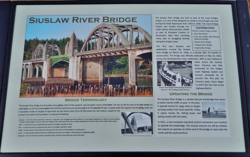 Siuslaw River Bridge Marker image. Click for full size.