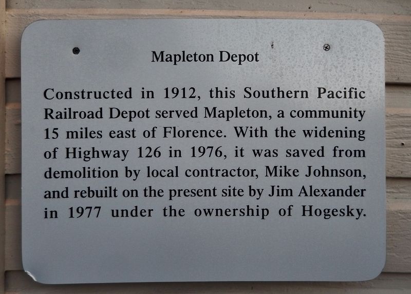 Mapleton Depot Marker image. Click for full size.