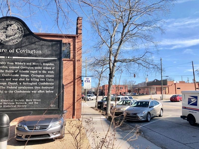 Looking east from marker on Washington Street.. Click for full size. Looking east from marker on Washington Street. image. Click for full size.