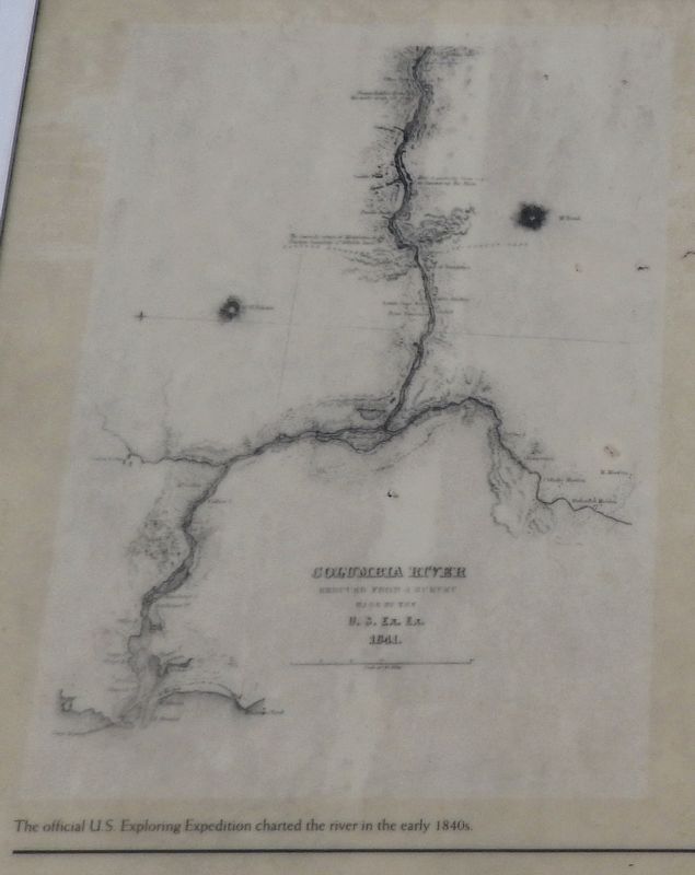 Marker detail: The official U.S. Exploring Expedition charted the river in the early 1840s. Click for full size. Marker detail: The official U.S. Exploring Expedition charted the river in the early 1840s image. Click for full size.