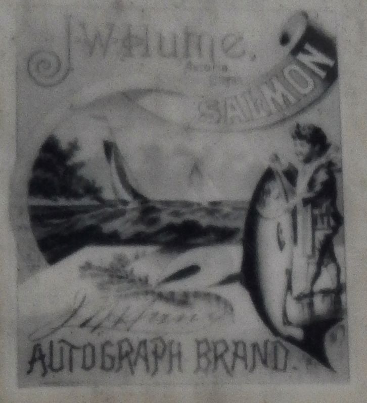 Marker detail: J.W. Hume Salmon Label image. Click for full size.
