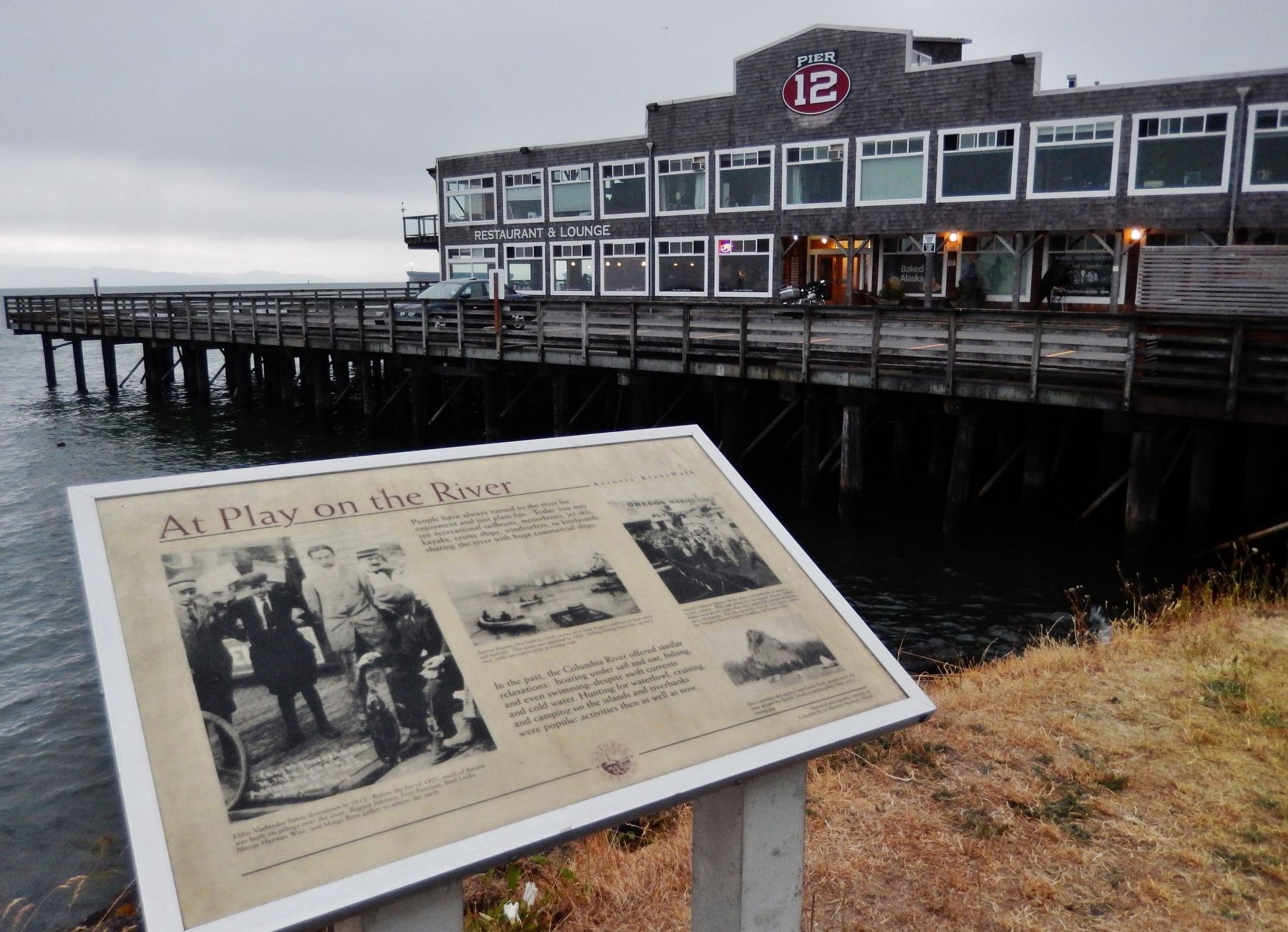 At Play on the River Marker (<i>wide view looking north across Columbia River and Pier 12</i>). Click for full size. At Play on the River Marker (<i>wide view looking north across Columbia River and Pier 12</i>) image. Click for full size.