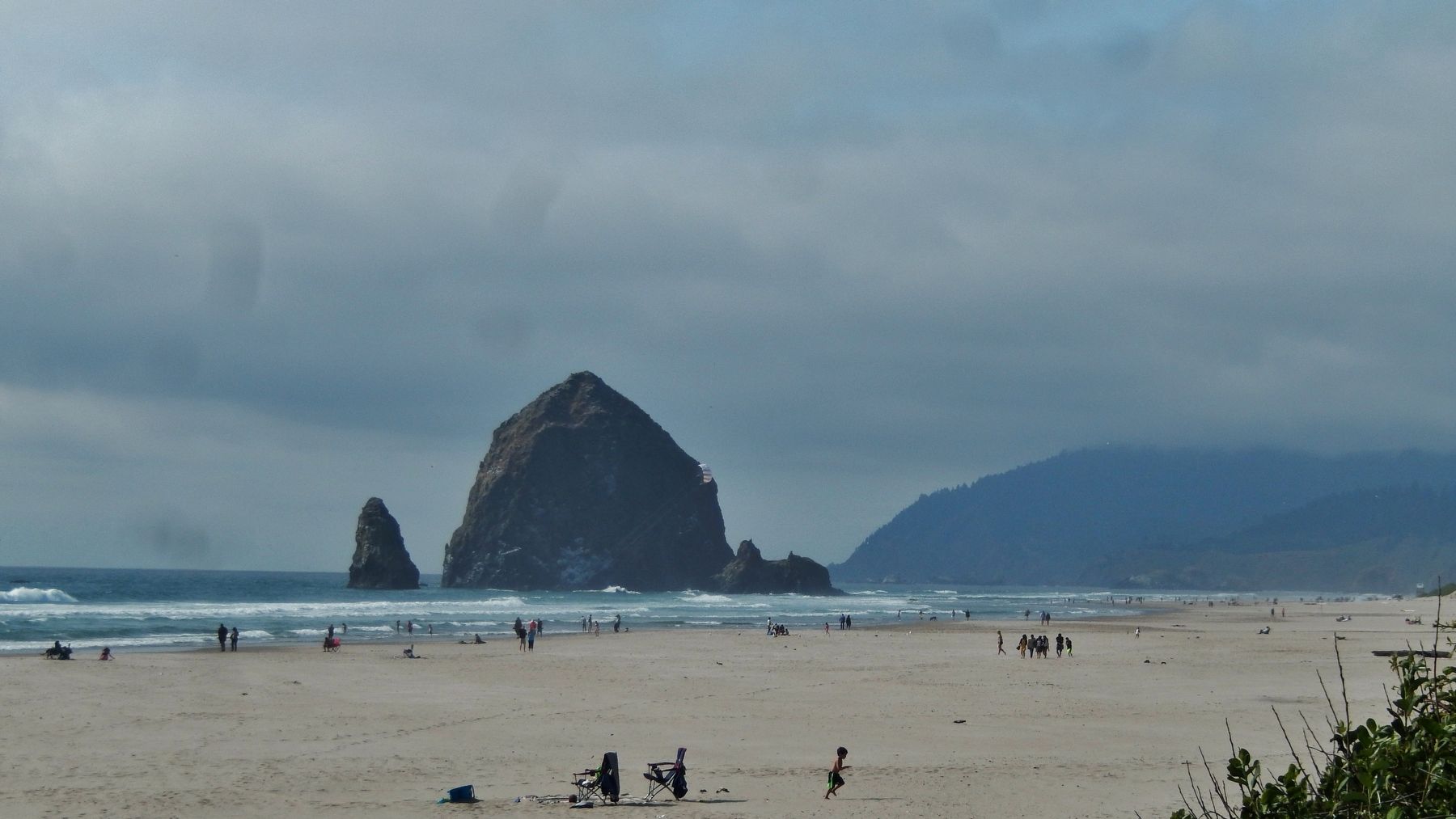 Haystack Rock on Cannon Beach (<i>near the marker</i>). Click for full size. Haystack Rock on Cannon Beach (<i>near the marker</i>) image. Click for full size.