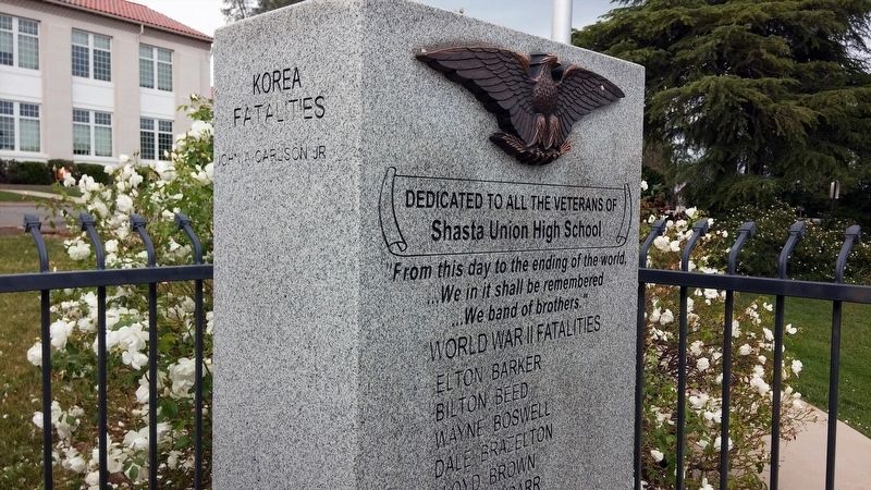 Shasta Union High School War Memorial Marker image. Click for full size.