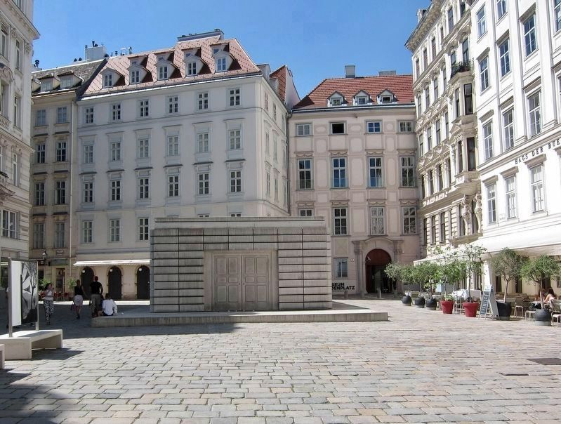 Judenplatz Holocaust Memorial Marker - Looking West image. Click for full size.