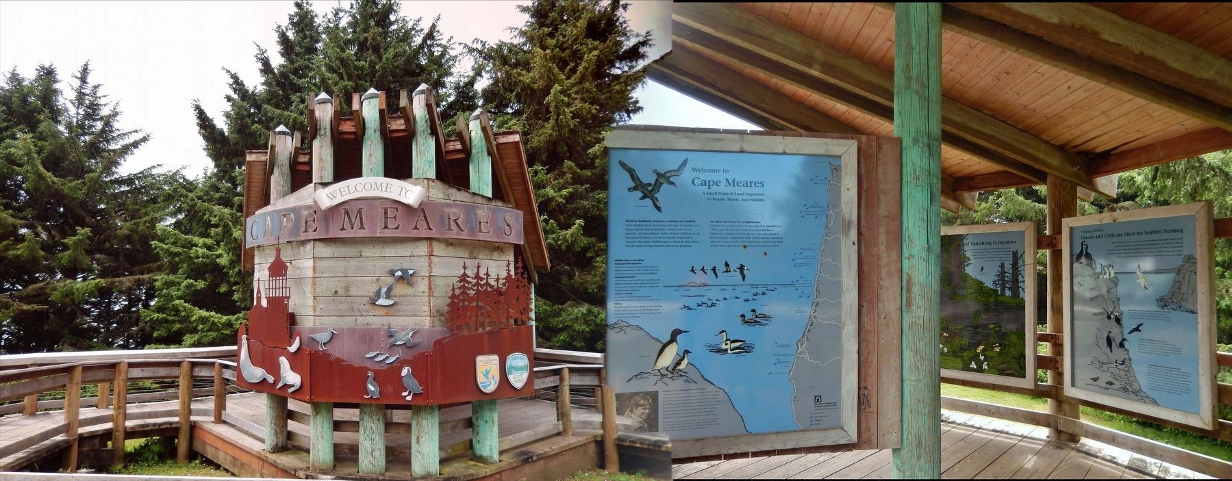 Cape Meares Welcome Kiosk (<i>marker is located to the right of this sign</i>) image. Click for full size.