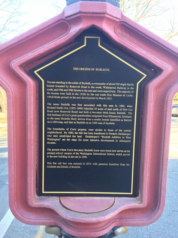 The Origins of Burleith Marker. Click for full size. The Origins of Burleith Marker image. Click for full size.