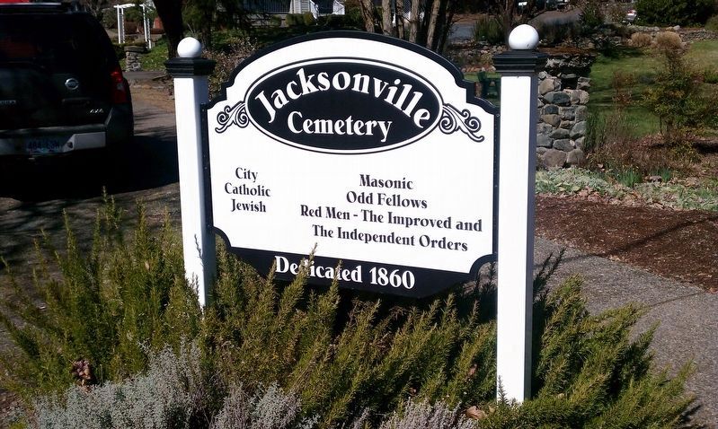 Jacksonville Cemetery entrance sign image. Click for full size.