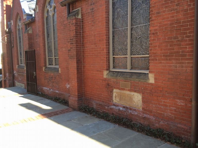 The Cornerstone of the Original Christ Church Marker. Click for full size. The Cornerstone of the Original Christ Church Marker image. Click for full size.