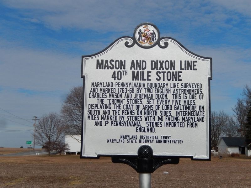 Mason and Dixon Line 40th Mile Stone Marker image. Click for full size.