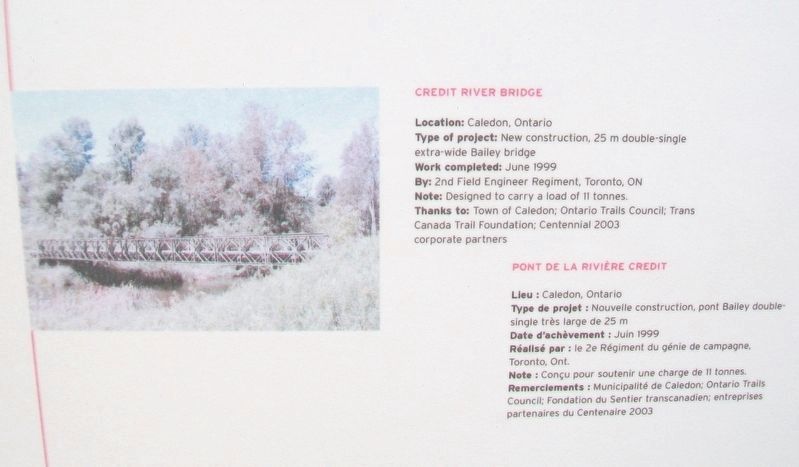 "Bridges for Canada"/ Ponts pour le Canada  Credit River Bridge Marker image. Click for full size.