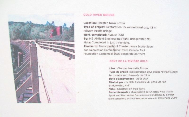 "Bridges for Canada"/ Ponts pour le Canada  Gold River Bridge Marker image. Click for full size.