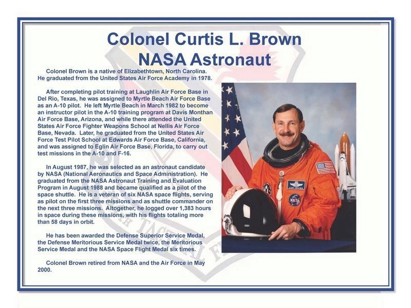 Colonel Curtis L. Brown NASA Astronaut Marker image. Click for full size.