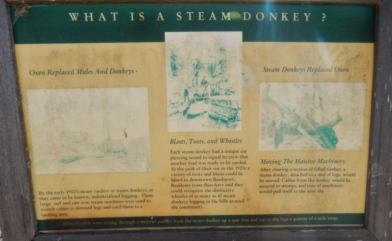 What is a Steam Donkey? Marker image. Click for full size.