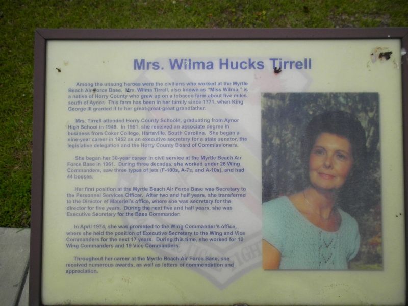 Mrs. Wilma Hucks Tirrell Marker image. Click for full size.