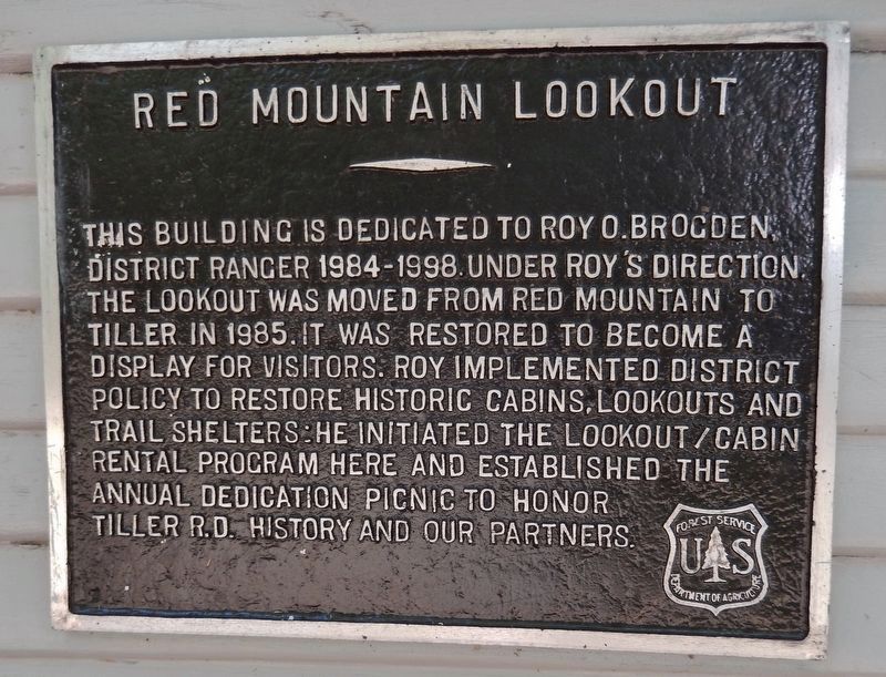 Red Mountain Lookout Dedication Plaque image. Click for full size.