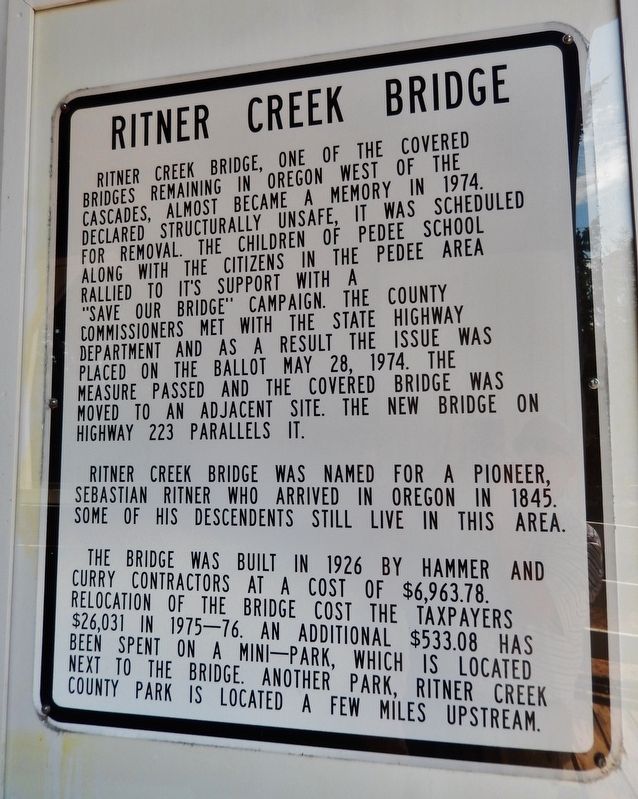 Ritner Creek Bridge Marker image. Click for full size.