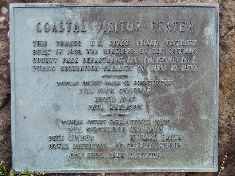 U.S.C.G. Station, Umpqua River, 1939 Marker. Click for full size. U.S.C.G. Station, Umpqua River, 1939 Marker image. Click for full size.