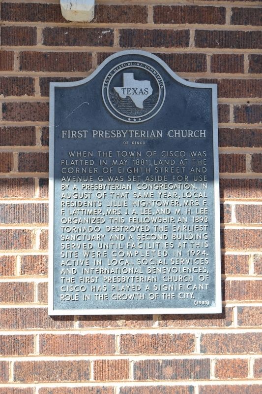First Presbyterian Church of Cisco Marker image. Click for full size.