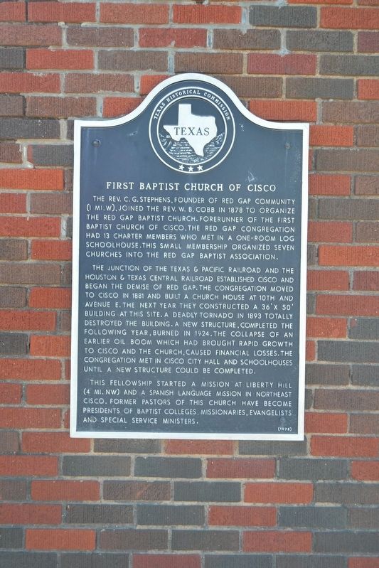 First Baptist Church of Cisco Marker image. Click for full size.