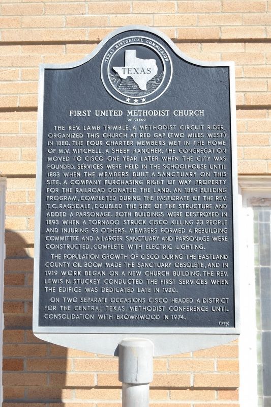 First United Methodist Church of Cisco Marker image. Click for full size.