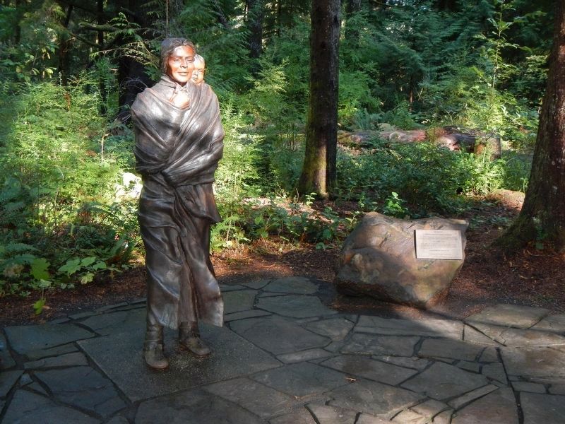 Sacagawea Statue and Marker image. Click for full size.