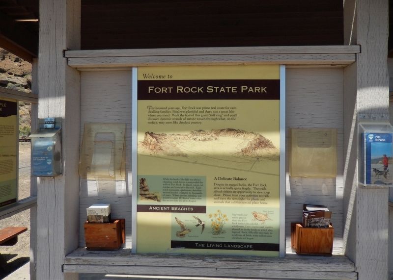Fort Rock State Park Marker (<i>wide view</i>) image. Click for full size.
