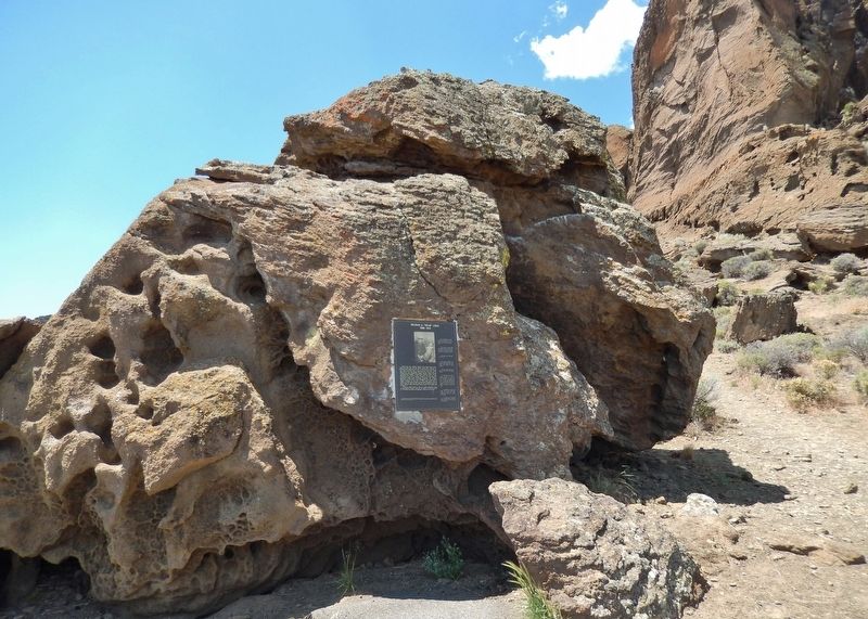 Reuban A. "Reub" Long Marker (<i>wide view; Fort Rock in background</i>) image. Click for full size.