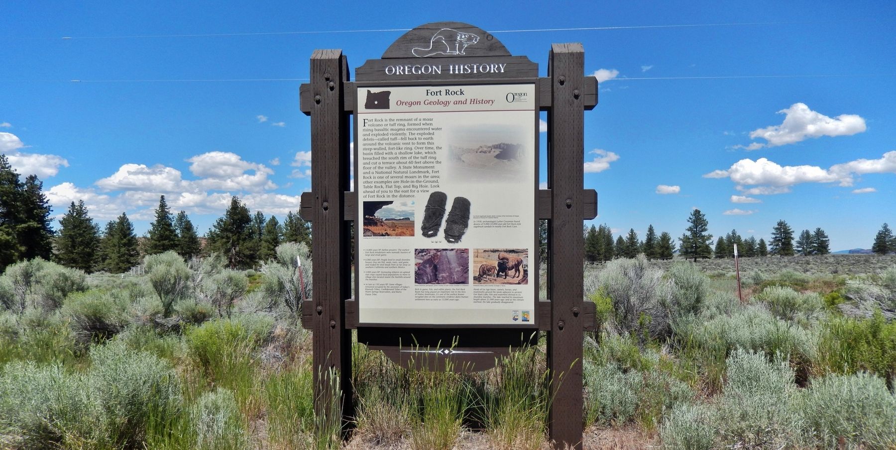 Fort Rock Marker (<i>wide view</i>) image. Click for full size.