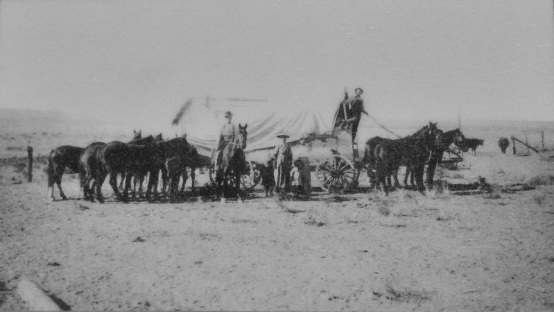 Marker detail: wagon and horses image. Click for full size.