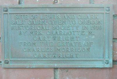 Site of the Lewis and Clark Salt Cairn plaque image. Click for full size.