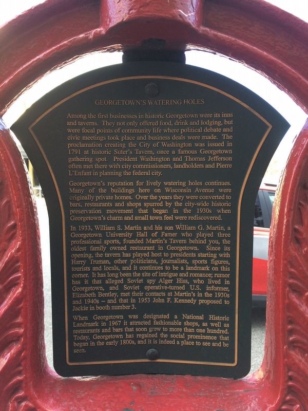Georgetown's Watering Holes Marker. Click for full size. Georgetown's Watering Holes Marker image. Click for full size.