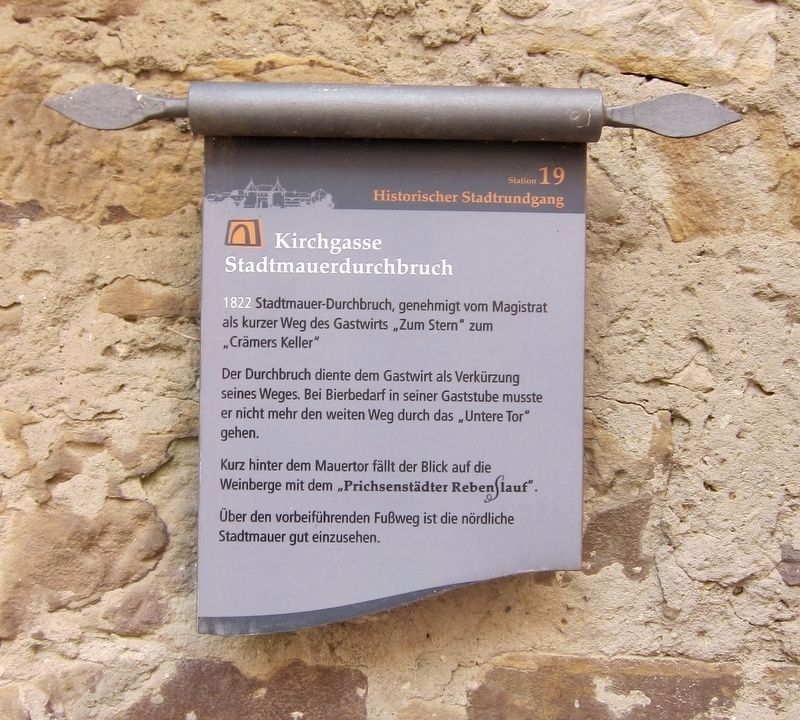 Kirchgasse Stadtmauerdurchbruch / "Church Alley" Town Wall Opening Marker image. Click for full size.
