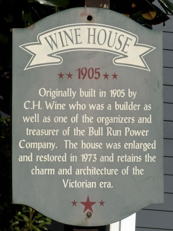 Wine House Marker. Click for full size. Wine House Marker image. Click for full size.