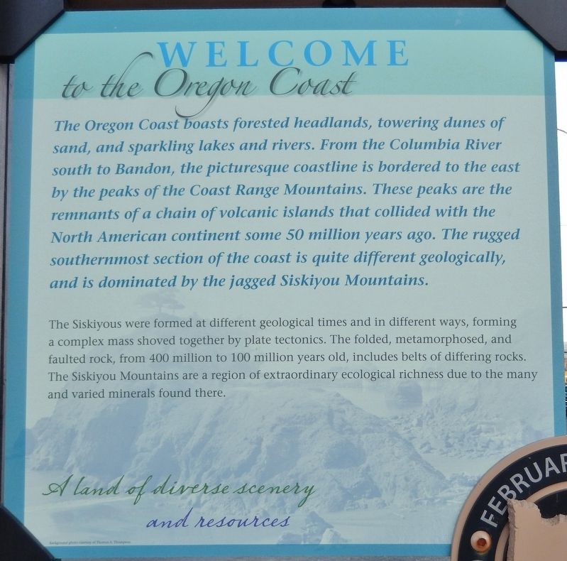 Welcome to the Oregon Coast Marker <i>Panel 1</i> image. Click for full size.