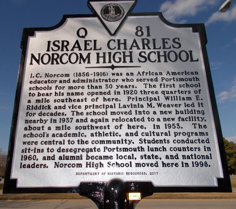 Israel Charles Norcom High School Marker image. Click for full size.