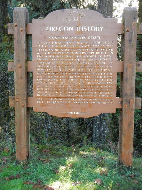 Santiam Wagon Road Marker image. Click for full size.