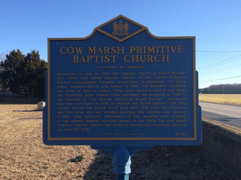 Cow Marsh Primitive Baptist Church Marker image. Click for full size.