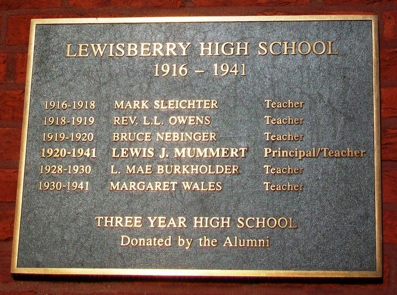 Lewisberry High School Marker image. Click for full size.