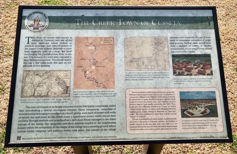 The Creek Town of Cusseta Marker. Click for full size. The Creek Town of Cusseta Marker image. Click for full size.