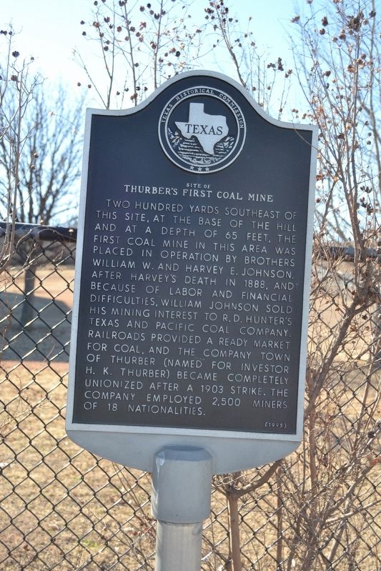 Site of Thurber's First Coal Mine Marker image. Click for full size.